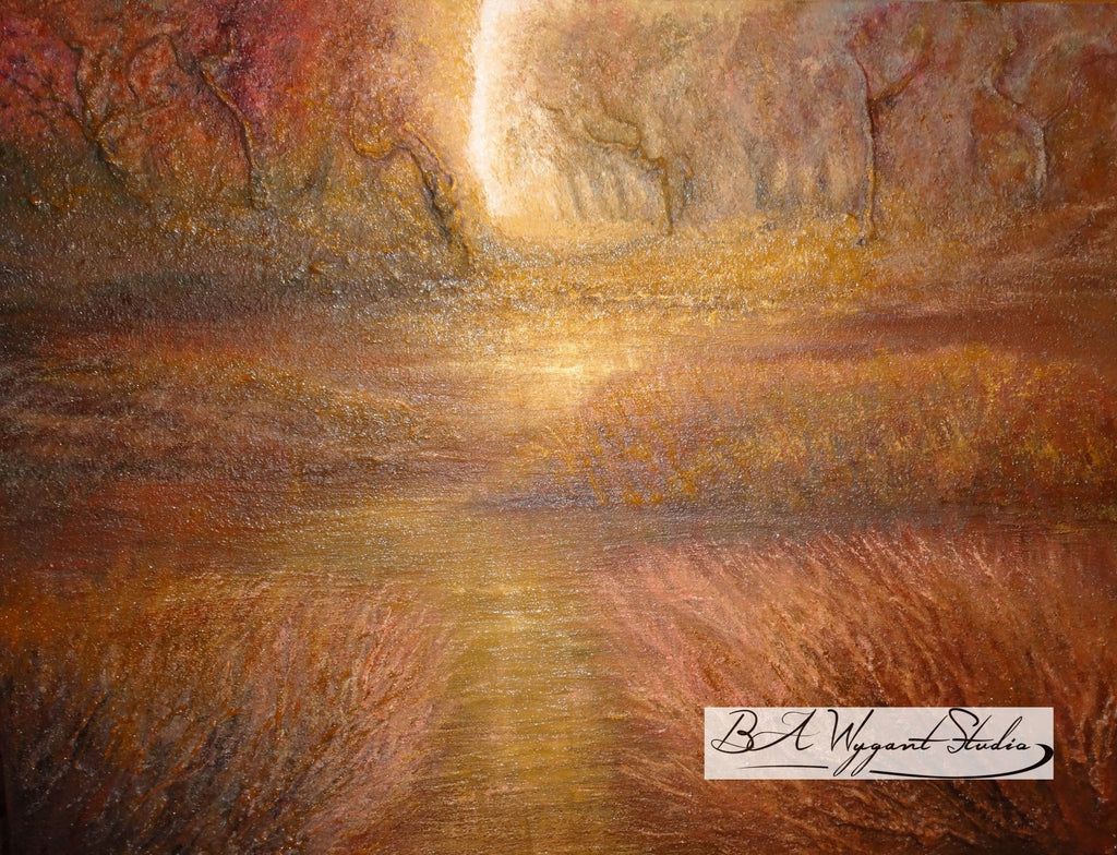 Autumn Light | Original Oil Painting on Sculptural Base - BA Wygant Studio | Abstract Spiritual Contemporary Art