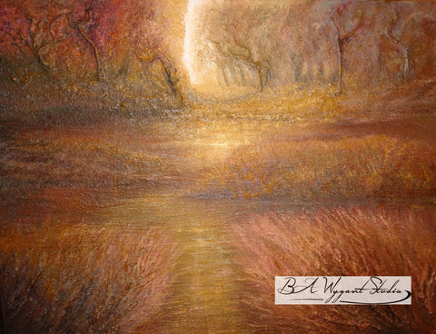 Autumn Light | Original Oil Painting on Sculptural Base